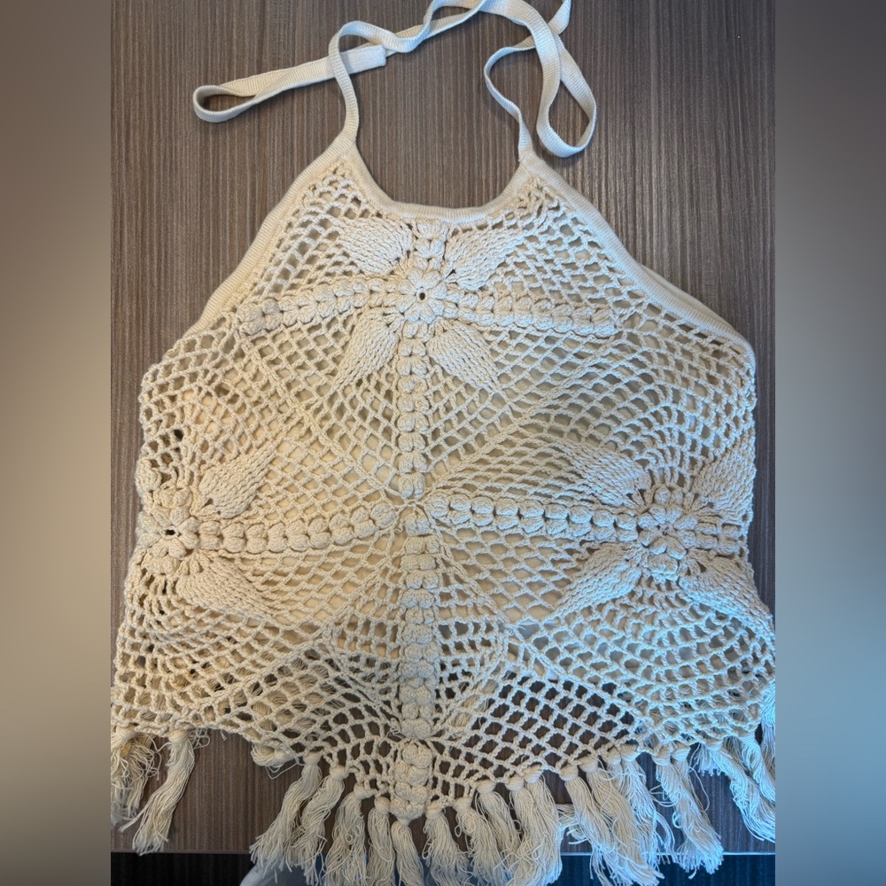 Vintage Macrame Halter Top size s/xs